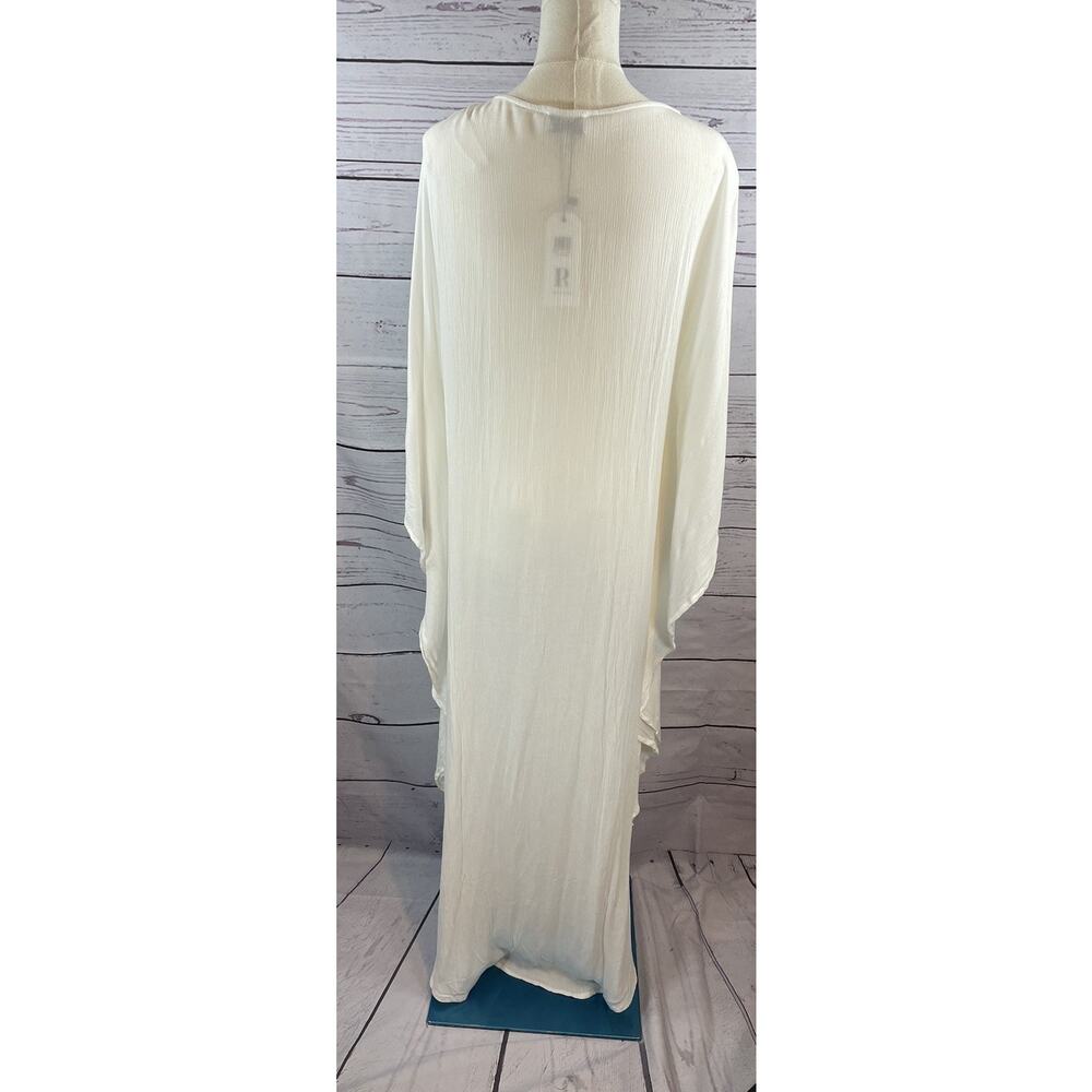 Pia Rossini White Embroidered Beaded Kaftan Dress Beach Cover Up One Size NWT - Picture 4 of 7